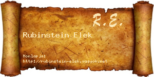 Rubinstein Elek névjegykártya